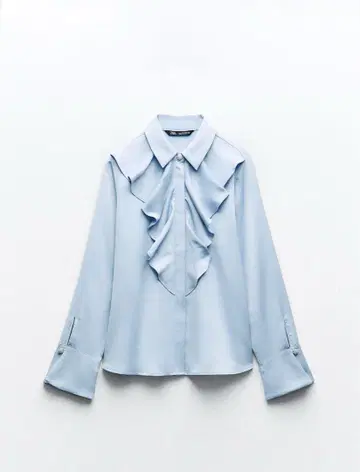 ZARA 자보 프릴 펄 비즈 버튼 블라우스