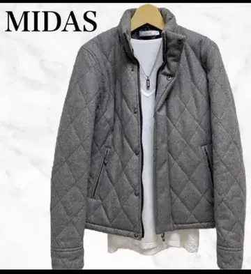 MIDAS 퀼팅 다운 재킷 그레이 블루종 울 재킷