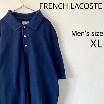 FRENCH LACOSTE 네이비 자수 로고 피케 셔츠 XL