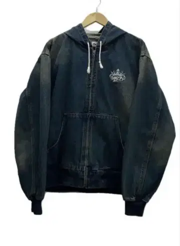 9090 King Logo Vintage Denim Hoodie/L/
