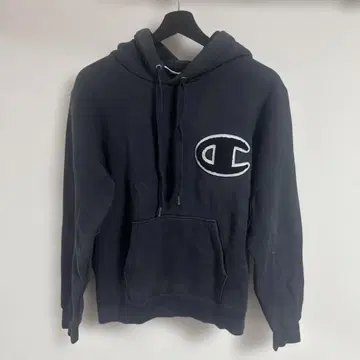 빅 로고 Champion 블랙 후드티 M