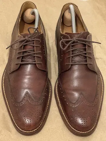 콜한 가죽 신발 브라운 윙팁 25.5cm