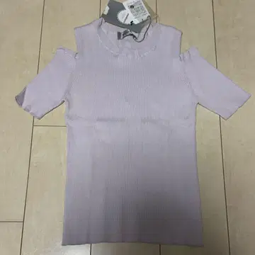 Rirandture 어깨 트임 리브 니트 탑 퍼플 계열 M 새상품