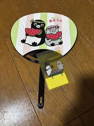 S uica 펭귄 부채와 카드 세트