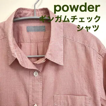 powder 시모사코 히데키 면 깅엄 체크 셔츠