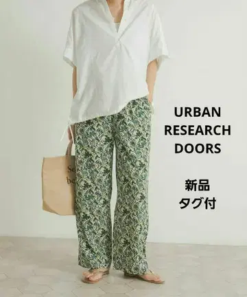 새상품 DOORS 플라워 프린트 이지 팬츠 그린 꽃무늬 와이드 밴딩