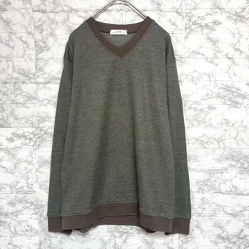 그린 라벨 릴랙싱 사슴 자카드 V넥 티셔츠/울 혼방 브라운