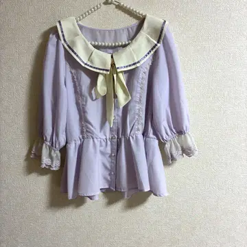 axes femme kawaii 세일러 칼라 리본 블라우스 M 라벤더