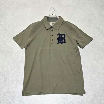 미품 BARACUTA 바라쿠타 42 피케 셔츠 반팔 올리브