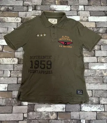 알파인더스트리 피케 셔츠 와펜 로고 반팔