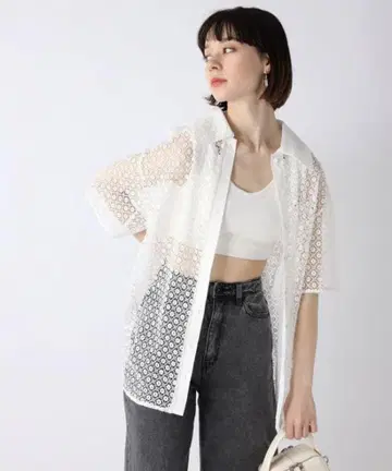 JEANASIS 케미컬 레이스 셔츠 SS 화이트