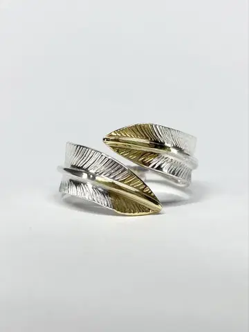 silver950 선금 더블 페더 반지 silver950