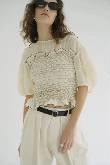 clane COLOR STITCHED SHIRRING TOPS 사이즈 1