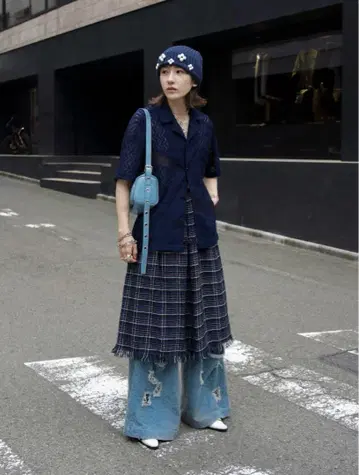 Wide straight damage nep denim pants