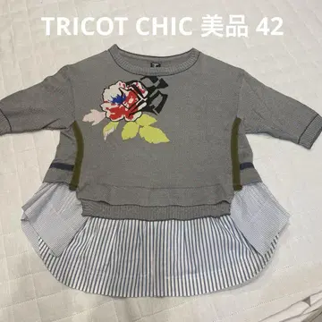 TRICOT CHIC 반팔 디자인 풀오버 그레이 42