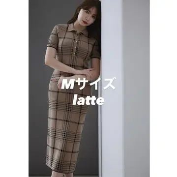 Herlipto Gold-Buttoned Plaid Knit Dress