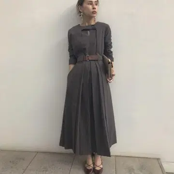 ameri 아메리 BELTED TUCK PLEATS DRESS 원피스
