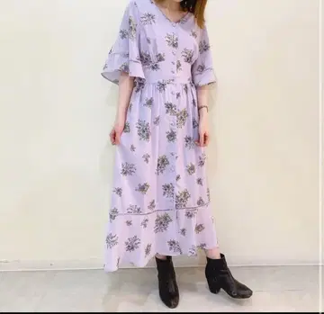 레트로 부케 플레어 슬리브 원피스