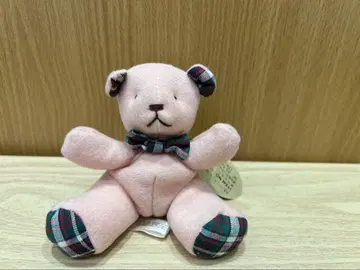 핑크 베어 봉제 인형 (체크 리본 포함) 곰 하모니 경품