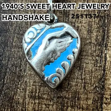 스위트하트 주얼리 핸드 셰이크 실버 빈티지 목걸이 칠보 세공