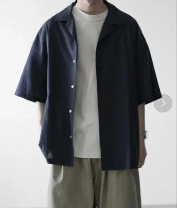 린넨 오픈 카라 셔츠 RUUBON