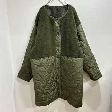 오버사이즈 퀼팅 자켓 보아 콤비