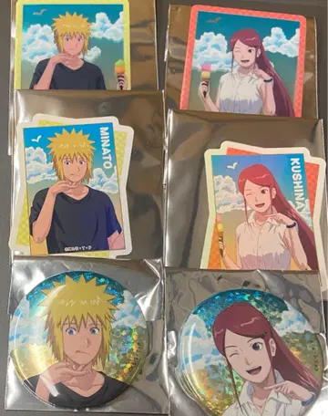 NARUTO 애니메이트 카페 미나토 쿠시나 캔뱃지 외