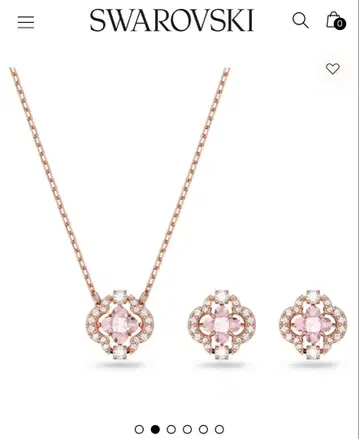 Swarovski 로즈 골드 플라워 모티브 목걸이와 귀걸이 세트