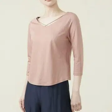 Sybilla 시빌라 핑크 크로스넥 디자인 티셔츠 풀오버