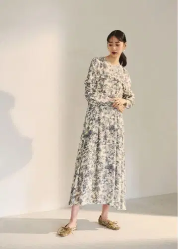 Coel 코엘 프릴 턱 프린트 원피스 롱 원피스