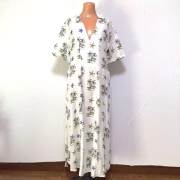 새상품 ZARA 야자수 패턴 롱 원피스 S