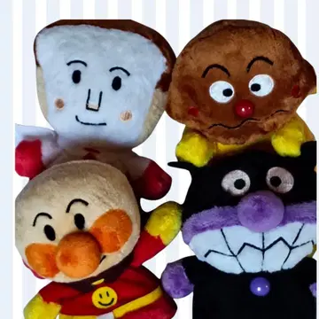 호빵맨 봉제 인형 4체 세트 세균맨 식빵맨 카레빵맨