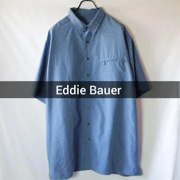 Eddie Bauer 반팔 셔츠 체크 무늬 블루 XL