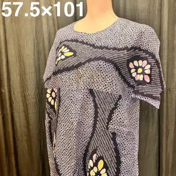 1462 [목화 아리마츠 시보리 유카타] 기모노 리메이크 롱 원피스