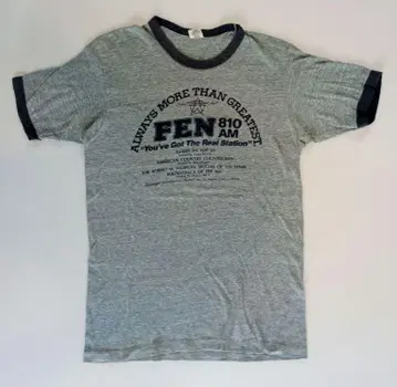 70s Hanes 헤인즈 링거 티셔츠 M 'FEN' USA 생산