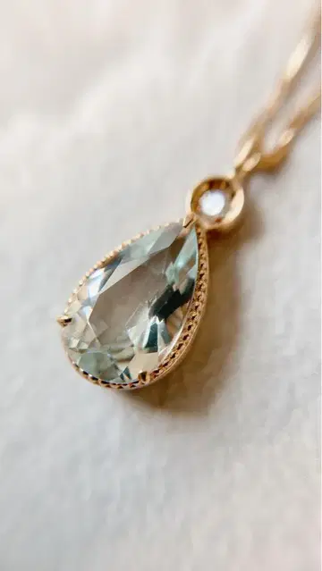 [ agate ] k10YG 아쿠아 마린 다이아몬드 목걸이