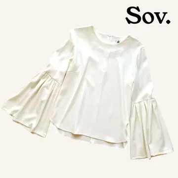 sov. 소브 플레어 슬리브 블라우스 볼륨 소매 프릴 38 화이트