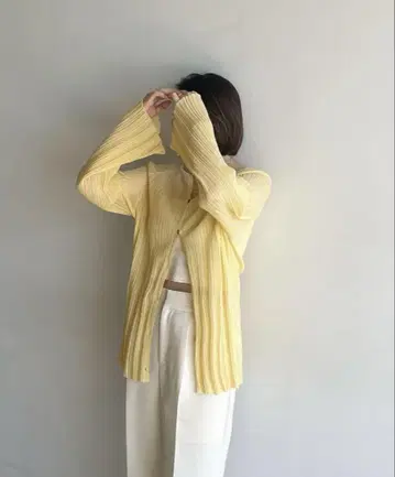 새상품 SeaRoomlynn Light 시어 랜덤 RIB 가디건 허니