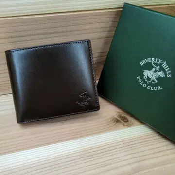 수량 한정 새상품 POLO 남성용 접이식 소가죽 지갑 박스 포함 브라운