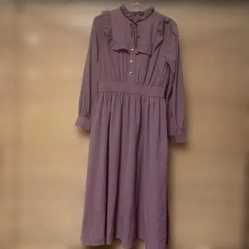 프릴 옷깃 퍼플 원피스 M