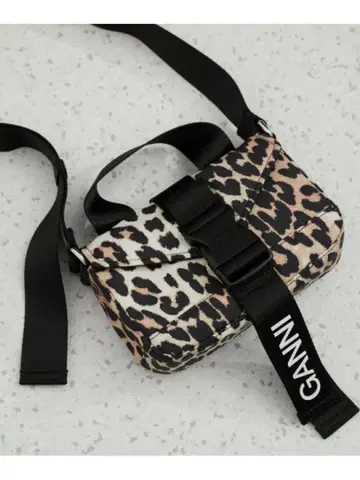 GAMNI RECYCLED TECH MINI SATCHEL LEOPARD