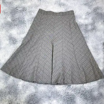 galloria [L] 미디 스커트 그레이 체크 빅 사이즈 여성용