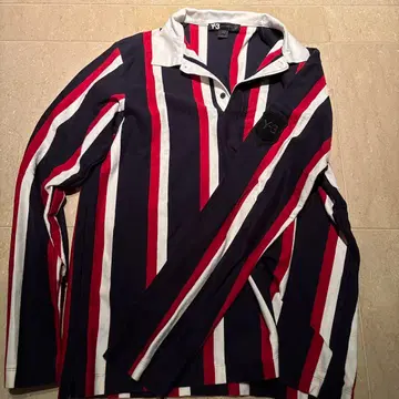 요지 야마모토 Y-3 스트라이프 긴팔 피케 셔츠 L