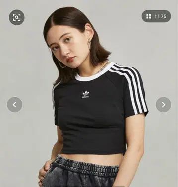 adidas 크롭 티셔츠 M 블랙