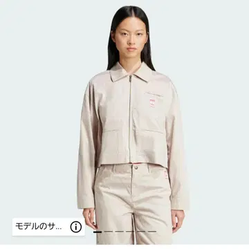 아디다스 올 패턴 프린트 크롭 지퍼 자켓 베이지
