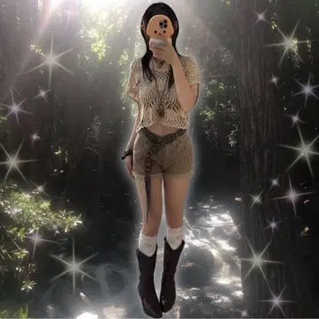 00년대 coquette 페어리 그런지 크로셰 뜨개질 상의