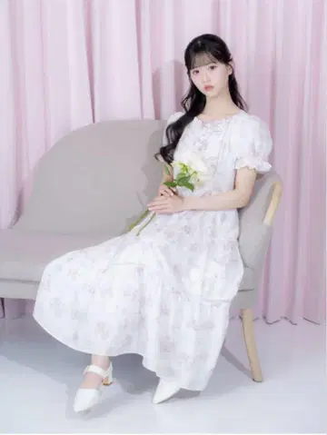 evelyn 꽃무늬 개더 롱 원피스