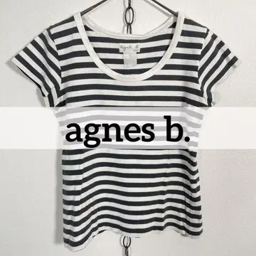 일본제 agnes b 굵은 스트라이프 반팔 티셔츠 사이즈 2 플레어