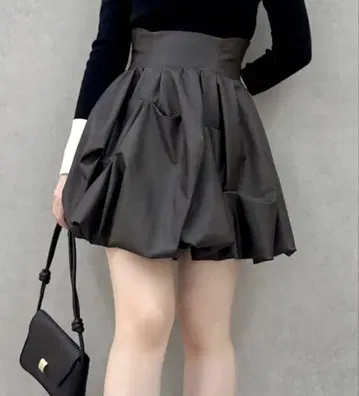 dazzlin 벌룬 미니 스커트 S 다크 브라운