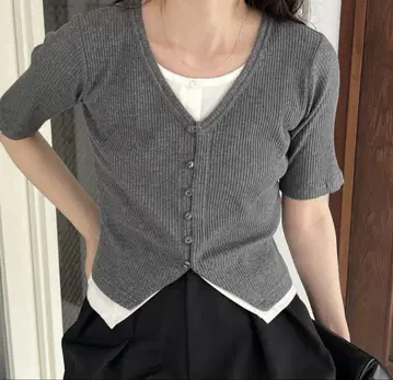 가디건풍 바이컬러 레이어드 풀오버